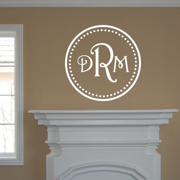 Monogram initials within circle - Vinyl wall decal