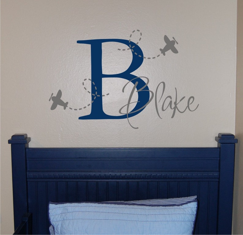 Airplane Name & Initial Wall Decal Plane Wall Decal Etsy