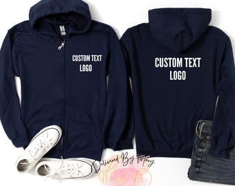 Personalized Zip Up Hoodie, Custom Name Full Zip Sweatshirt, Custom Logo hoodie, Personalized Hoodie Gift, Unisex Zip Hoodie