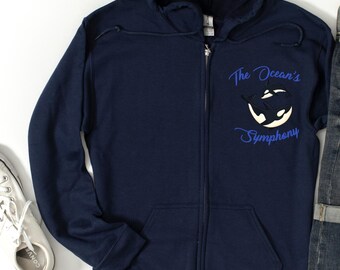 Ocean's Symphony Zip Up Hoodie - Marine Life Hoodie, Sea Creatures Sweatshirt, Underwater Theme Jacket, Beach Lover Clothing, Ocean