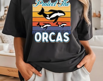 T-shirt unisex Proteggi le orche, maglietta Comfort Colors, maglietta per la conservazione delle balene, abbigliamento ecologico, regalo per gli amanti degli animali dell'oceano
