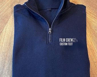 Broderad film 3/4-tröja - Personlig filmteam-tröja, regissörspresent, filminspelningskläder, filmfotograf, kameraman