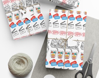 Film Lover Gift Wrap Papers, Movie Crew Wrapping Paper Roll, Present Packaging Supplies, Cinema Fan Birthday Wrap, Movie Themed Gift Wrap