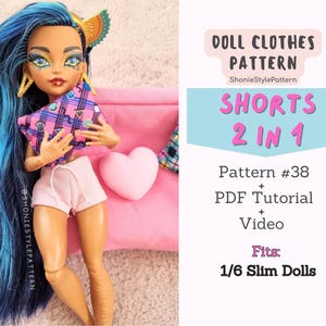 2 in 1 Shorts Pattern for 1/6 Scale Doll (Slim Body) – PDF Sewing Tutorial