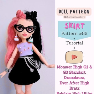 Doll Skirt PDF Pattern: Fits Bratz, Monster High, Ever After High