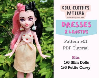 Doll Sundress Sewing Pattern for 1/6 Slim & Curvy Dolls (PDF Download)