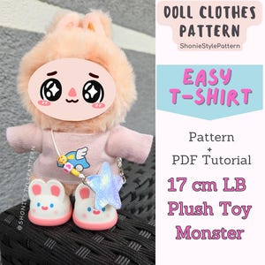 17cm Plush Doll T-Shirt Sewing Pattern: Simple Clothes (PDF Tutorial)