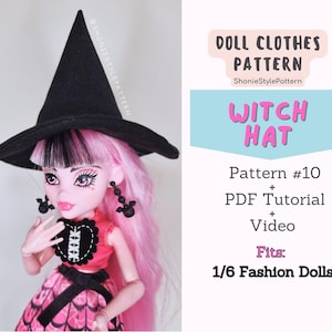 Halloween Witch Hat Doll Clothes Pattern for 1/6 Dolls (Digital Download)