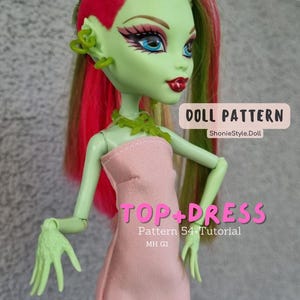 Monster High Puppenkleidung Schnittmuster: Top & Minikleid Nähen (PDF Download)
