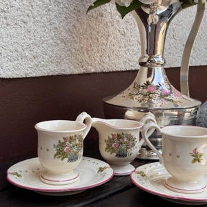 Vintage Floral Tea Set – 1950s Gallo German Porcelain Coffee Service | Pink Rose China, Shabby Chic Cottagecore Collectible Gift for mom