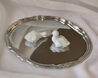 Vintage Italian Silver Plated Tray by Collini – Ornate Serving Tray 22cm x 14cm – Elegant Barware, Vanity Tray, Italian Home Decor