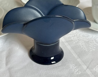 Rosenthal Candle Holder by Lisa Larson | rare Vintage Navy Ceramic Flower Design