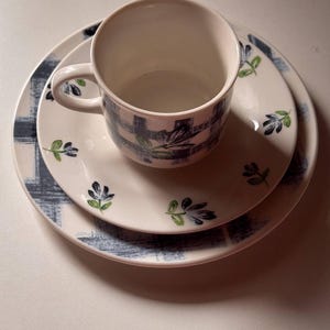 Vintage German Porcelain Tea Trio | Teacup Saucer Plate Set | Floral China Teaware | Mother’s Day Gift | Shabby Chic Tea Party Decor