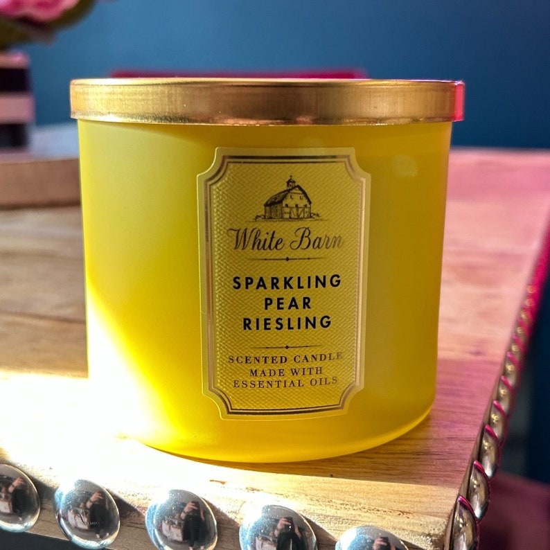 White Barn Sparkling Pear Riesling Large 3 Wick Candle Bath & Body