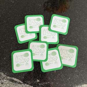cartes de match de tennis | notes de boîte à lunch | cartes | merci cartes de correspondance | mini-cartes carrées | cartes et enveloppes | lot de 8