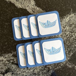 Cartes de bateau en papier bleu | notes de boîte à lunch | cartes | merci des cartes | mini-cartes carrées | cartes et enveloppes | lot de 8