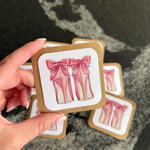 cartes de vœux talons roses | notes de boîte à lunch | cartes | merci des cartes | mini-cartes carrées | cartes et enveloppes | lot de 8
