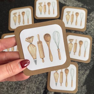 cartes pour amateurs de pâtisserie | notes de boîte à lunch | cartes | merci cartes de correspondance | mini-cartes carrées | cartes et enveloppes | lot de 8