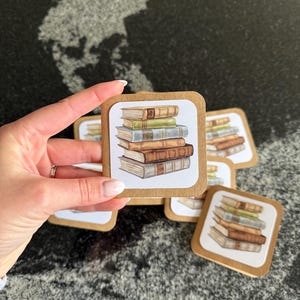 pile de livres cartes | notes de boîte à lunch | cartes | merci des cartes | mini-cartes carrées | cartes et enveloppes | lot de 8