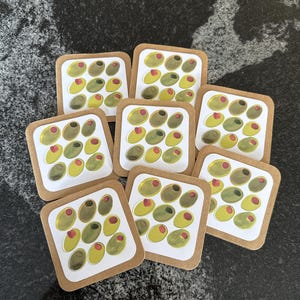Cartes olive | notes de boîte à lunch | cartes | merci des cartes | mini-cartes carrées | cartes et enveloppes | lot de 8