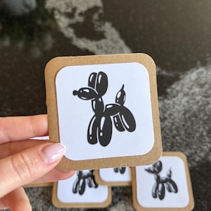 noir pour chien ballon | notes de boîte à lunch | cartes | merci des cartes | mini-cartes carrées | cartes et enveloppes | lot de 8