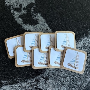 Cartes de voilier | notes de boîte à lunch | cartes | merci des cartes | mini-cartes carrées | cartes et enveloppes | lot de 8
