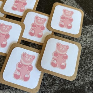 oursons en gélatine roses | notes de boîte à lunch | cartes | merci des cartes | mini-cartes carrées | cartes et enveloppes | lot de 8