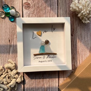 Handmade Anniversary Pebble Art Frame, Custom Bestie Decor, Birthday Gift for Friend, Bestie Gifts, Best Friend Gifts, Friendship Gifts