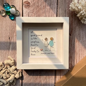 Personalized Best Friend Pebble Art Frame, Custom Bestie Decor, Birthday Gift for Friend, Bestie Gifts, Best Friend Gifts, Friendship Gifts