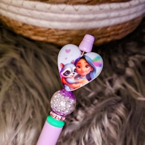 Focal bead pens | phocohontas | princess | trendy pens |movie theme| refillable pens | character pens |