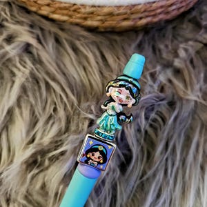 Focal bead silicone pens, refillable pens,  Aladdin, princess Jasmine