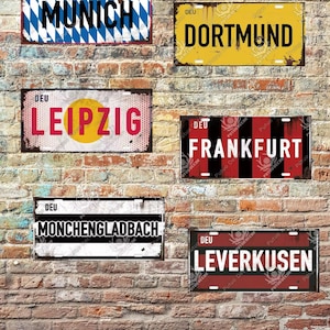 Metal plate, decoration, football, German championship, football, Munich, Dortmund, gift, home decor, vintage license plate, metal