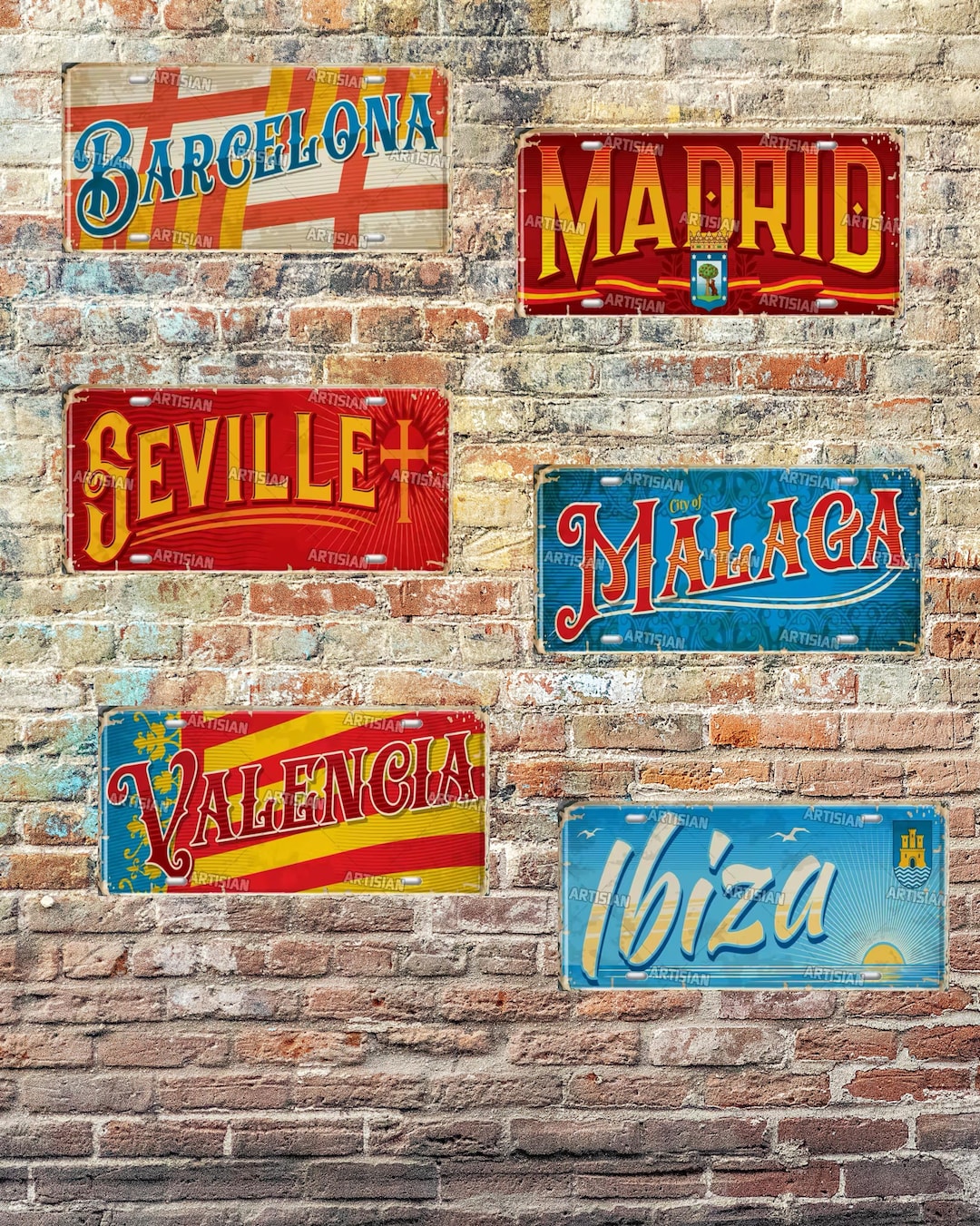 Targa in metallo, motivo: Barcellona Spagna, 30,5 x 20,3 cm