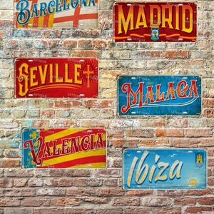 Metal plate, decoration, vintage, Spain, Madrid, Barcelona, Ibiza, travel, gift, home decor, vintage license plate, metal