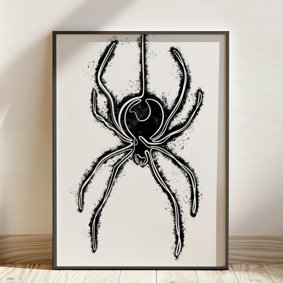 Minimalist Spider Line Art Portrait. Printable Black and White Spider ...