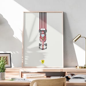 Minimalistisk Ferrari F1-affisch, Formel 1-present, F1-väggkonst, Formel 1-affisch, F1-digitalt tryck, Ferrari Formel 1-affisch, minimalistisk F1