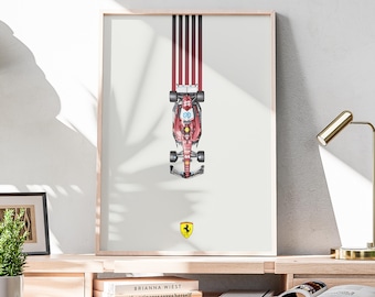 Minimalist Ferrari F1 Poster, Formula 1 Gift, F1 Wall Art, Formula 1 Poster, F1 Digital Print, Ferrari Formula 1 Poster, Minimalist F1