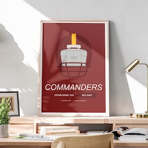 Minimalist Washington Commanders Helmet Poster, NFL Poster, Washington Commanders Poster, Man Cave Decor, Minimalist Poster Download