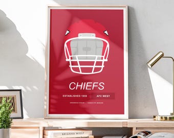 Minimalist Kansas City Chiefs Helmet Poster, NFL Poster, Kansas City Chiefs Poster, Office Wall Art, Minimalist Poster Download