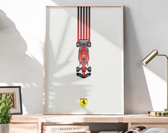 Minimalist Ferrari F1 Poster, Formula 1 Gift, F1 Wall Art, Formula 1 Poster, F1 Digital Print, Ferrari Formula 1 Poster, Minimalist F1