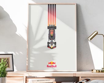 Minimalist Red Bull F1 Poster, Formula 1 Gift, F1 Wall Art, Formula 1 Poster, F1 Digital Print, Red Bull Formula 1 Poster, Minimalist F1