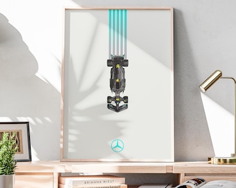 Minimalist Mercedes F1 Poster, Formula 1 Gift, F1 Wall Art, Formula 1 Poster, F1 Digital Print, Mercedes Formula 1 Poster, Minimalist F1