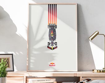 Minimalist Red Bull F1 Poster, Formula 1 Gift, F1 Wall Art, Formula 1 Poster, F1 Digital Print, Red Bull Formula 1 Poster, Minimalist F1