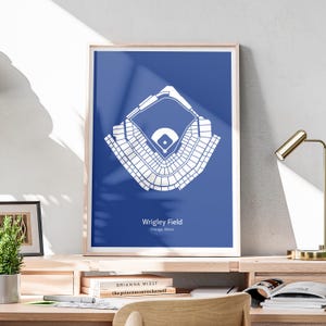 Minimalist Wrigley Field Poster, MLB Poster, Chicago Cubs Poster, Office Wall Art, Minimalist Stadium Poster Download