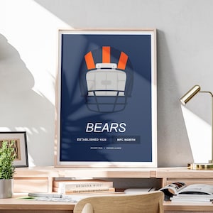 Minimalist Chicago Bears Helmet Poster, NFL Poster, Chicago Bears Poster, Office Wall Art, Minimalist Poster Download