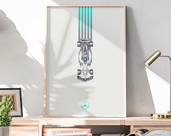 Minimalist Mercedes F1 Poster, Formula 1 Gift, F1 Wall Art, Formula 1 Poster, F1 Digital Print, Mercedes Formula 1 Poster, Minimalist F1