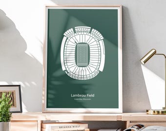 Minimalist Lambeau Field Poster, NFL Poster, Green Bay Packers Poster, Office Wall Art, Minimalist Stadium Poster Download