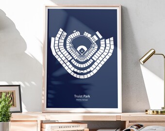 Minimalist Truist Park Poster, MLB Poster, Atlanta Braves Poster, Office Wall Art, Minimalist Stadium Poster Download