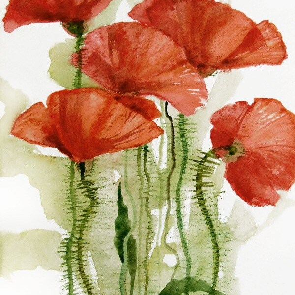 Poppies - original watercolor painting