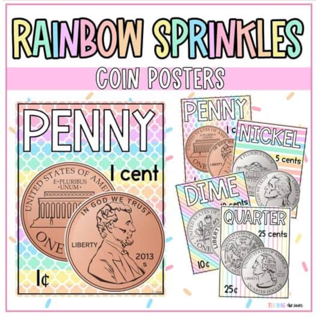 Coin/money Posters Anchor Charts | Rainbow Sprinkle Pastel Editable ...
